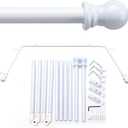 INFLATION 1 Inch Bay Window Curtain Rod U-Shaped, Adjustable 59-184 Inch Width, White 32-52 Inch (Center Rod), 32-42 Inch Side Rods for Windows, Easy Drill Installation Bedroom Bathroom Living Room