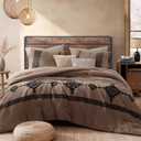 MaiRve Embroidery Comforter Set, Boho Farmhouse Western Bedding Set, All Season Bed in A Bag Comforter Set with Sheets, Pillowcases & Shams, Brown King 7 Pieces