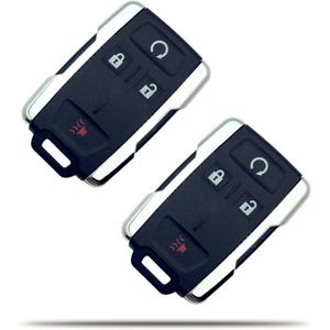 Key Fob Shell Case Replacement for Chevy Silverado Colorado GMC Sierra 1500 2500 3500 HD Canyon 2014-2021 4 Button Keyless Entry Remote Control Car Key Fob Cover (Silver-Pack 2)