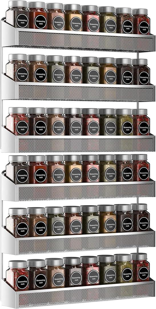 Auledio 2 Pack Spice Rack Organizer, 3 Tier Countertop Stand or Wall Mounted Storage Rack Hanging Shelf for Kitchen Cabinet, Cupboard, Pantry Door or Bathroom Shower Cosmetic  Chrome