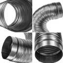 4" Inch Flexible Duct - 1.48 to 3.28 ft Length - Corrugated Aluminum Ducting Connector - Galvanized Steel End Sleeves - Washer and Dryer Exhaust Duct - Dust Collection Hose - Dryer Duct