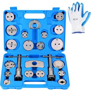 Universal Heavy-Duty Disc Brake Caliper Tool Kit 24pcs | Wind Back Tool Set for Brake Pad Replacement, Brake Caliper Compression Tool Fits most Vehicles (Blue)