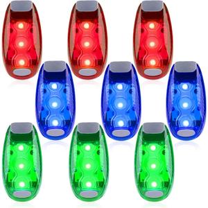 9 Pack Led Safety Light, Safety Light, High Visibility Strobe Running Lights Used for Bicycle, Walking Etc. Clip-On Running Lights Clip to Clothes Strap to Wrist, Bike Or Anywhere(Red/Blue/Green)