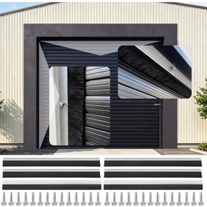 8 x 8 ft Garage Door Brush Seal Kit, 3-Inch Roll Up Door Weather Stripping with Aluminum Track, Heavy Duty Nylon Brush for Commercial Doors, Warehouses & Barns, Blocks Drafts, Dust & Pests