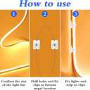 30 PCS Waterproof LED Strip Light Clips with Fitting Screws, Translucent Rope Light Clips Neon Holder Mounting Bracket Support Fixing Clamps for 5mm to 6mm Silicone LED Strip Lighting