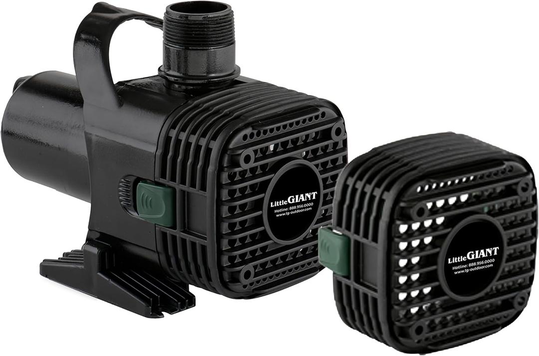 Little Giant F50-5000 5020 GPH Wet Rotor Pump with 20-Ft. Cord for ponds up to 5000 Gallons, Black, 566728