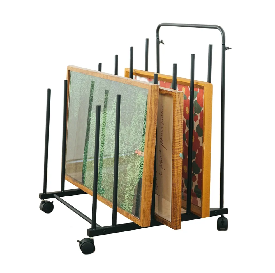 GENMOUS Art Storage Rack with Caster Wheels, Art Drying Rack Metal Storage Stand for Canvas Storage Paint Drying Rack,Drawing Board Stands for Printed Matter,Crafts Drying,Art Studio,Classrooms Easel