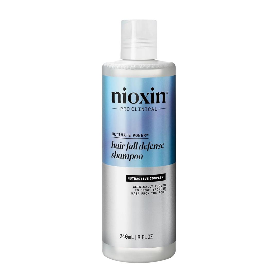 Nioxin Hair Fall Defense Shampoo | Activates Hair Follicles for Visibly Less Hair Loss| With Lauric Acid, Caffeine, Niacinamide and Sandalore, 240 mL 
