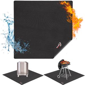 DocSafe 40" Square Fire Pit Mat Under Grill Mat,4 Layers Fireproof Indoor Fireplace Pad Heat Insulated Protect for Decks,Patios,Grass,BBQ Smoker,Portable Reusable Oil-Proof and Waterproof, Black
