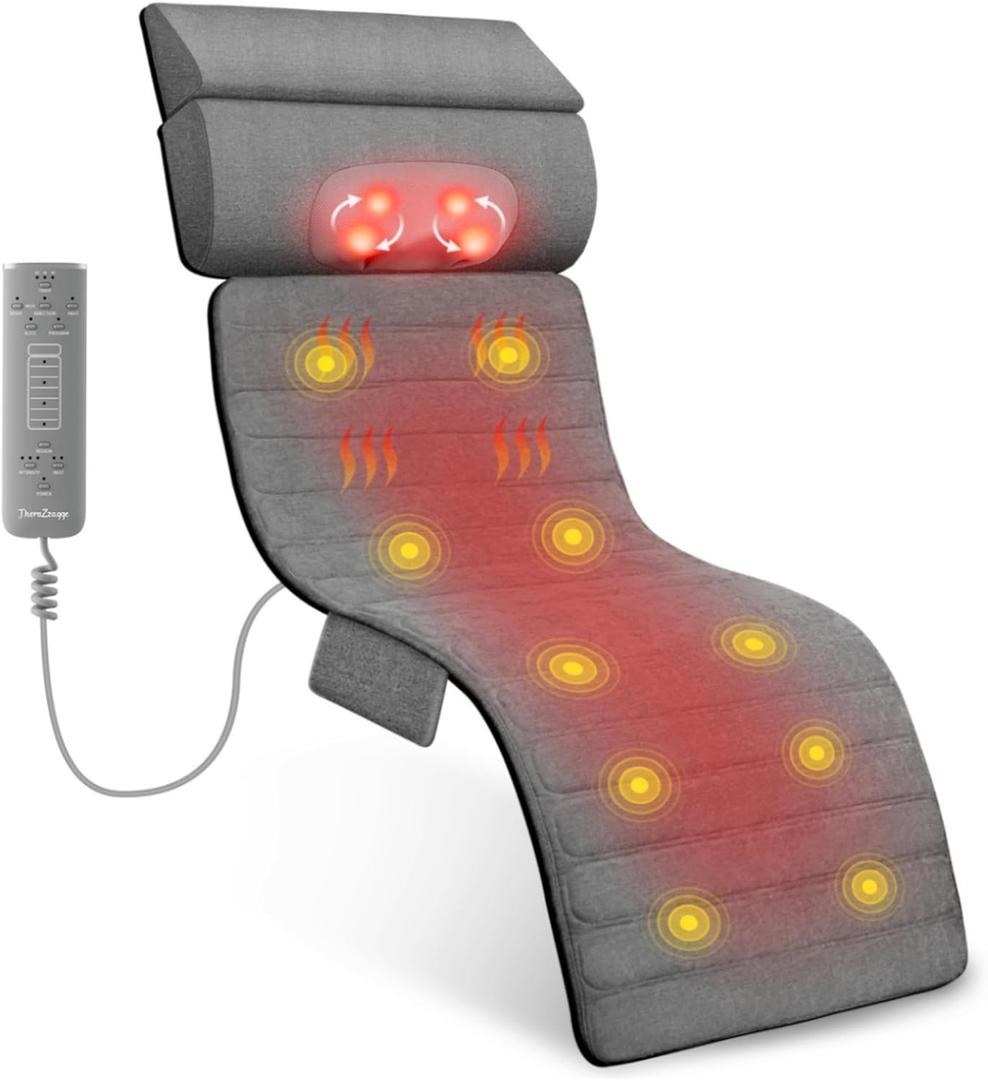 Full Body Massage Mat, Detachable Neck Massager, Back Massager Pad, Massage Chair Full Body, 10 Vibrating Motors, 5 Massage Modes and 3 Heating Settings