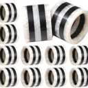 12-Pcs Epoxy Resin Napkin Rings - Handmade Elegant Napkin Holders for Table Décor, Dining, Weddings, Holidays & Special Events - Durable & Lightweight, Easy to Clean (Black White) - CLEENTABLE