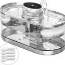 Cat Water Fountain Cordless, 108oz/3.2L Cengcen Wireless Pet Water Fountains Battery Operated 5000mAh, Chew-Proof Charging Cable with Adapter, Stainless Steel Transparent, Premium Edition (CrystalElite Clear)