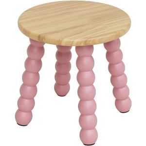 Masupu Solid Wooden Step Stool for Adults Kids, 11 inch Small Foot Stool, Non-Slip One Step Stool, Sturdy Foot Stool for Bathroom, Bedroom, Kichen, Plant Stand(Natural and Pink)