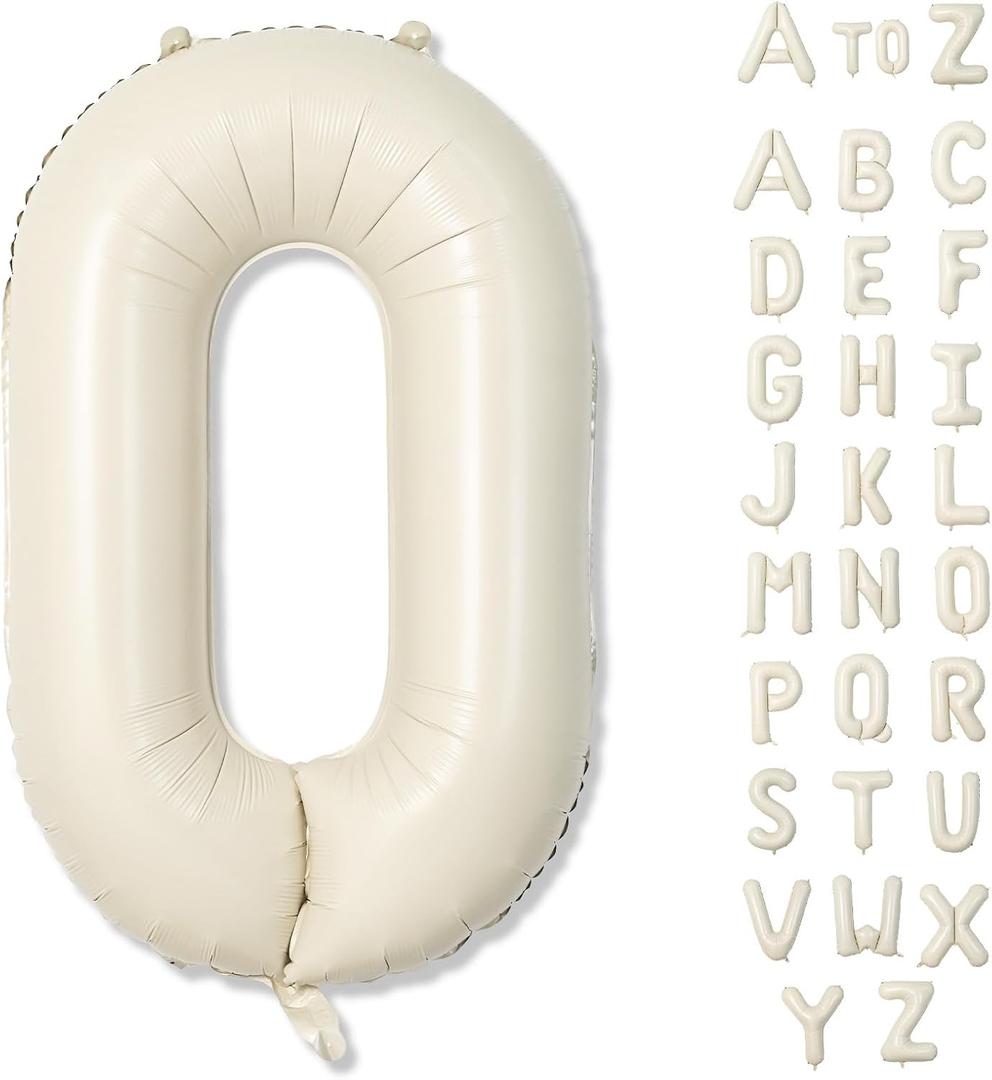 Custom 40 Inch Giant Foil Letter Balloons for Women's Birthday Party - Cream White Beige O, Helium Self Inflating Mylar Alphabet Custom 40 Inch Giant Foil Letter Balloons for Women's Birthday Party - Cream White Beige O, Helium Self Inflating Mylar Alphabet
