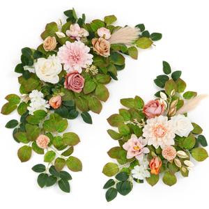 WEIERYUE(Pack of 2 Artificial Flowers Decorations, Wedding Flowers, Wedding, Banquet, Party, Reception Entrance Welcome Sign and Background DecorationChampagne