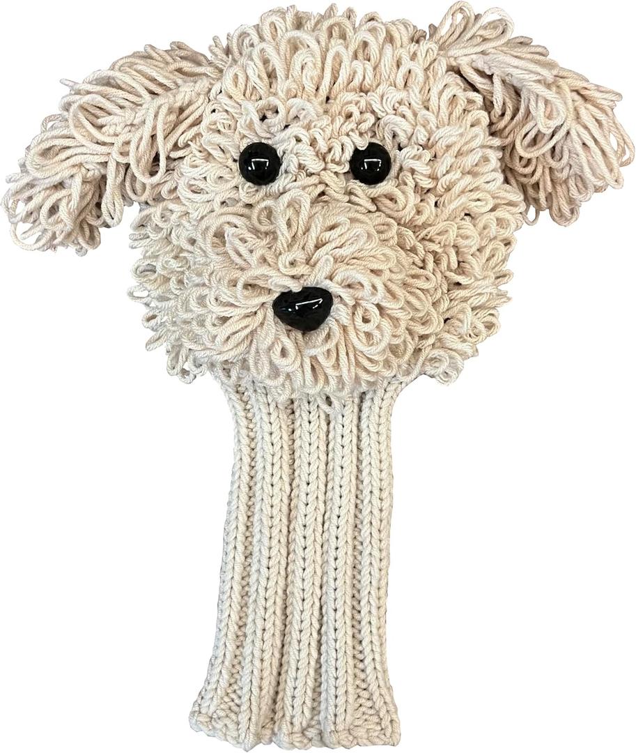 Funny Golf Headcover, Handmade Crochet Finished Goldendoodle Golden Doodle Animals Plush Driver Headcover