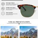 AEVOGUE Polarized Sunglasses For Women And Men Semi Rimless Frame Retro Sun Glasses AE0369 (Matte Tortoiseshell Green Lens&matte Black Pink Mirror)