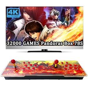RegiisJoy 32000 Pandoras Box 78S Retro Arcade Game Console, 4 Player 3D Magical Modified Game, Search Save Delete Cheat Function, Favorite List, One-Button Combo, 128G TF, 12-Grid Classification