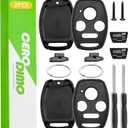 2 Pack Key Fob Keyless Entry Remote Shell Case Pad  Compatible with 2003-2012 Accord, 2006-2013 Civic EX, 2009-2015 Pilot, 2005-2006 CR-V  No Cutting Required