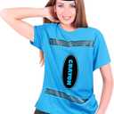 2Pcs Baby Blue Crayon Shirt Funny Gnome Cone Hats Set for Adults Women Men Crayon Halloween Costume Unisex T-Shirt