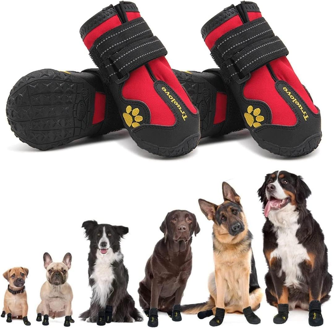 Expawlorer Anti-Slip Dog Shoes - Winter Booties with Reflective Straps, Waterproof Rain Boots for Small Dogs, Paw Protectors for Cold/Hot Pavement, Snow Shoes for Outdoor, 2