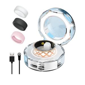 Smart Ring for Women Man, Enamel Flower Pattern Health Tracker Ring, Sleep&Exercise Monitor, IP68 Waterproof Activity Trackers, Fitness Ring with Charging Case and Ring Protector (12#)