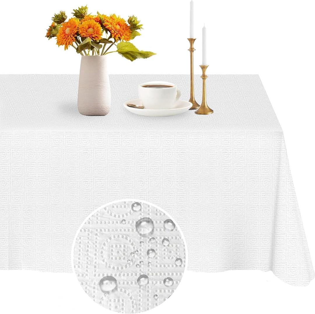 White Paper Tablecloths for Rectangle Tables 12 Pack - 54 x 108 Inches - 3 Ply Premium Paper & Plastic Table Cloths for Parties Disposable, Rectangle Tablecloth for Wedding, Party, Banquet