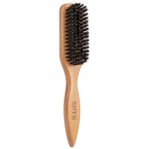 100% Boar Bristle Slick-Back Brush | Natural Wooden Styling Tool to Restore Shine & Frizz Control, Smooth Flyaways | Teasing to Add Volume | Perfect for Sleek Ponytails, Buns & Men's Beard Grooming