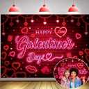 Happy Galentine's Day Banner Backdrop 7x5FT Red Pink Neon Galentines Day Party Decorations Galentine Girls Party Decor Background Happy Galentine's Day Party Decorations (84'x60')