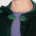 Halloween Medieval Renaissance Elf Hooded Cloak Green Leaf Brooch for Men and Women Party Cosplay Dress Up(Dark Green)