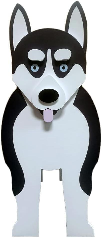 Husky Animal Planter Gift Cartoon Dog Decorative Dog Planter for Home and Garden17in (Small)