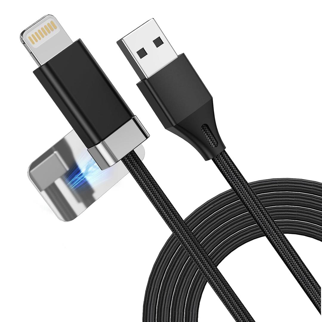 2 x Magtame StayCable USB A to Lightning Cable with Magnetic Keeper 3.3FT, Fast Charging and Data Sync, Braided Anti-Tangle Cord for Phone 12,13,14, Desk Accessories Original Design