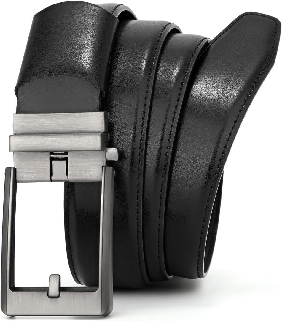 BELTROAD Men's Ratchet Belts Mens Leather Dress Belt for Jeans Casual Adjustable Black Golf Belts Gifts for Men Stretch Belts for Wasit 43"-49"