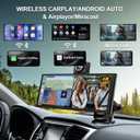 Wireless Carplay Screen for Car,10.26" Portable Apple Carplay and Android auto4K Dash Cam with Rotatable Lens, 1080P Backup Camera, GPS Navigation, Mirror Link, Siri & Voice Control