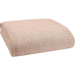 Elvana Home 100% Cotton Bed Blanket, Breathable Bed Blanket Twin Size, Cotton Thermal Blankets Twin, Perfect for Layering Any Bed for All Season, Beige (Twin (60"x90"))