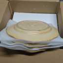 Ceramic Flat Plates Set of 4, 10.5 inch Reactive Glaze Stoneware Dish Set for Dessert, Salad, Appetizer, Dinner, Dishwasher & Oven Safe, Scratch Resistant-Faint Yellow