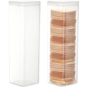 Youngever 2 Pack Plastic Cookie Containers, Cookie Jars, Cookie Cracker & Biscuit Storage Container, Food Storage Containers with Lid (Square)
