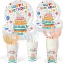 Birthday Decorations,96 Pcs Birthday Plates and Cups,Happy Birthday Decorations,Disposable Plates for Birthday Party Decorations,Dinnerware Sets for Party Supplies,Tableware Set Serve 24