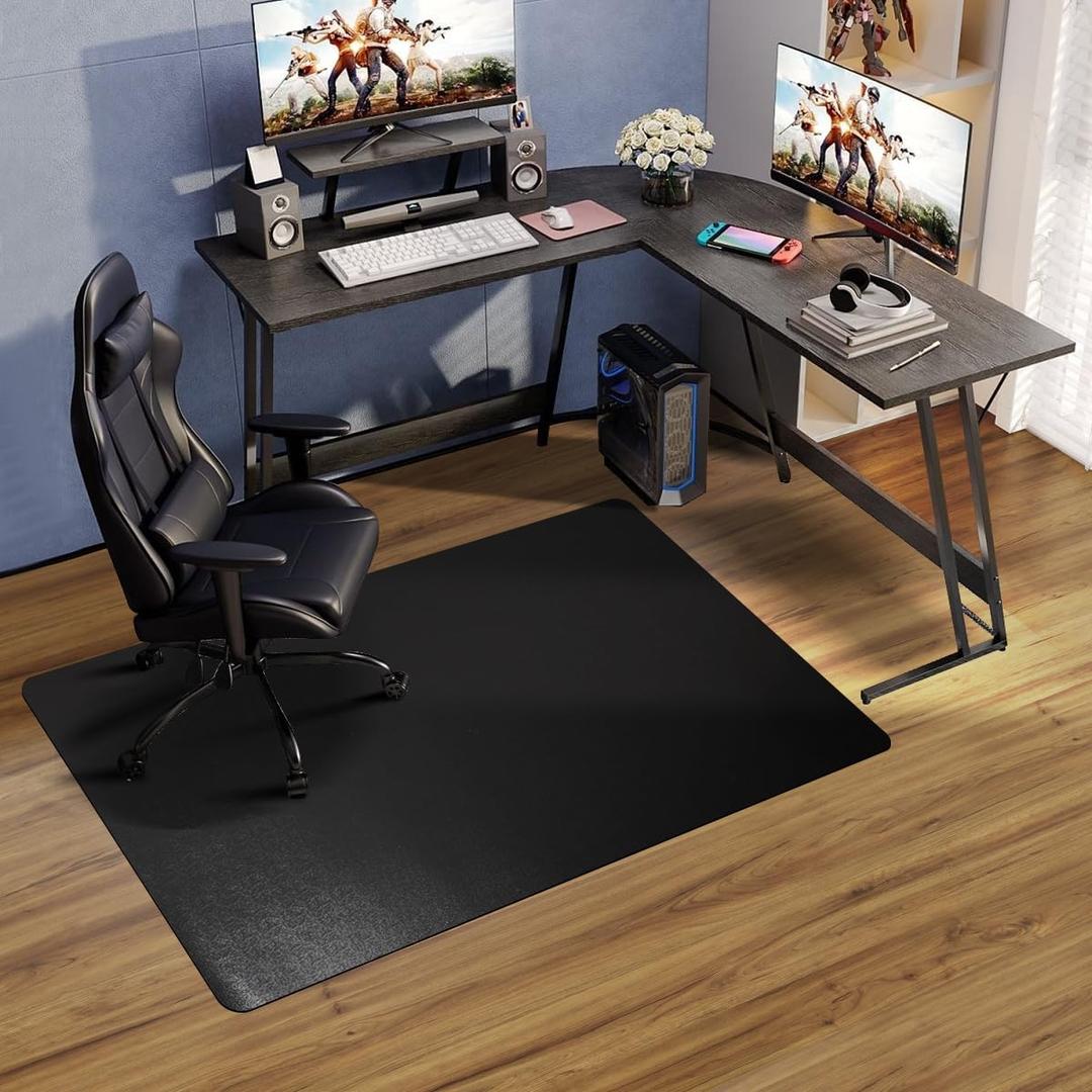 Office Chair Mat for Hardwood Floor, 36"x48" Anti-Slip Waterproof Floor Protector Desk Chair Mat for Rolling Chairs, Heavy Duty Non-Toxic Computer Mat, Easy Glide (Black)