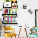 AZSKY Classic Nursery Book Shelves Black Wooden Floating Shelves Wall Bookshelf for Bathroom Decor Kitchen Spice Rack Organizer Kids Room 24 Inch Set of 3, Black