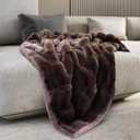 Mon Chateau Premium Reversible Luxury Faux Fur Throw for Couch, Sofa, or Bed - Plush Cozy Soft Blanket for Sleeping or Home Dcor, 60" x 70" (Brown)