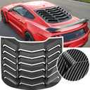 Rear Window Louver for Ford Mustang 2015 2016 2017 2018 2019 2020 2021 2022 2023 Windshield Sun Shade Cover Vent GT Lambo Style Custom Fit All Weather (Glossy Carbon Fiber)