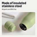 Amazon Basics Insulated Stainless Steel Water Bottle, Leak-Proof, Double-Wall, 20 oz., BPA-Free, Olive