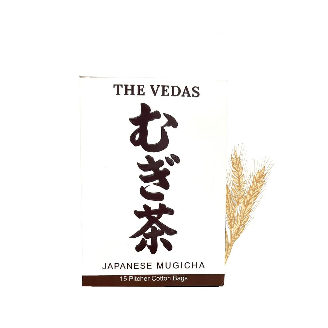 The Vedas Japanese Mugicha Iced Barley Tea | 100 cups of tea / 507 oz tea | Premium Natural Roasted Barley Grain - Mild Baking Type - Non-GMO - Caffeine-free - Damai Cha - Digestion Support & Rich in Nutrition| Iced Coffe Without Coffee | 15 Pitcher Cotton bags