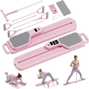 Pilates Equipment, Pilates Board - Multifunctional Pilates Reformer, Reformer Pilates Machine with Reps,Kcal & Timer Display, Home Pilates Kit with Resistance Bands - Workout Sets for Women
