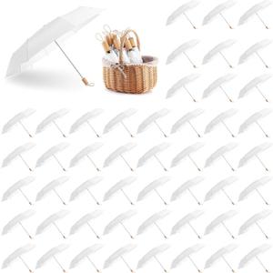 50 Pcs Wedding Umbrellas Bulk Folding Umbrella for Wedding Decorative Parasol Windproof Rainproof for Bridal Shower Bride Groom Photography Props (White), 21 inches