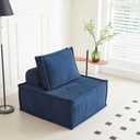 Swbvs 1-Piece Modular Single Chair, Deep Corduroy Lounge Chair with Adjustable Cushions, Versatile Small Couch that Works Alone or Together – Perfect for Apartments, Living Rooms & Bedrooms, Blue