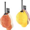 Durmmur 2 Pack Hat Racks for Baseball Caps, Stainless Steel Hat Organizer for Baseball Cap, Hat Holder Storage Organizer, Hat Hanger Strong Adhesive/Wall Drilled for Door, Bedroom, Closet(Black 6 in)