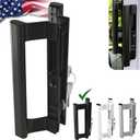 Sliding Glass Door Handle Set with Interior and Exterior Handles, 6-5/8", Fits 1" to 1-1/8" Thick Doors. (Black, Straight Tube Handle with Key)