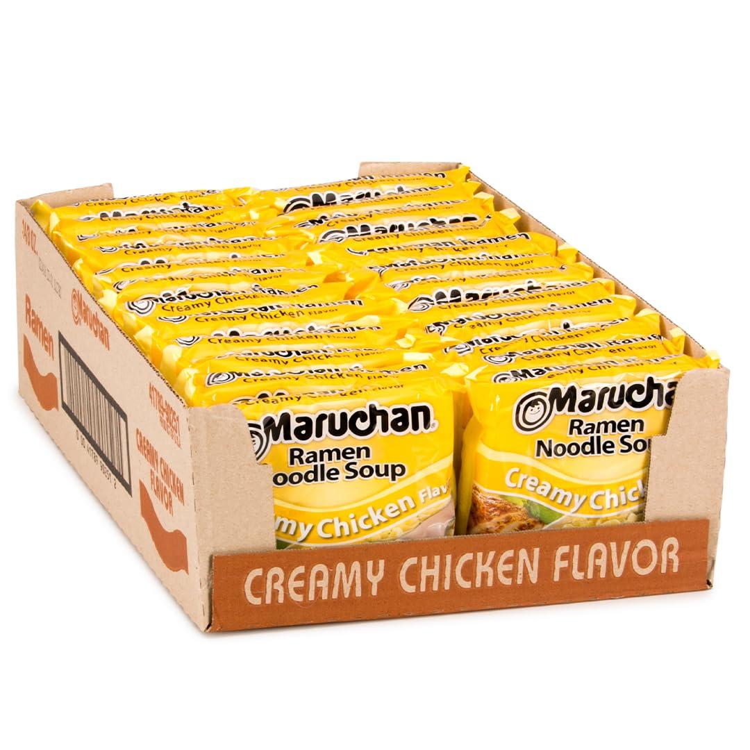 Maruchan Ramen Creamy Chicken, Instant Ramen Noodles, Ready to Eat Meals, 3 Oz, 24 Count (EXP 11/24/26)